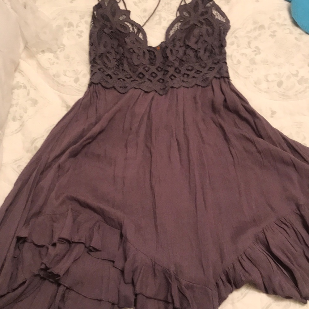 Charcoal/purple free people tunic